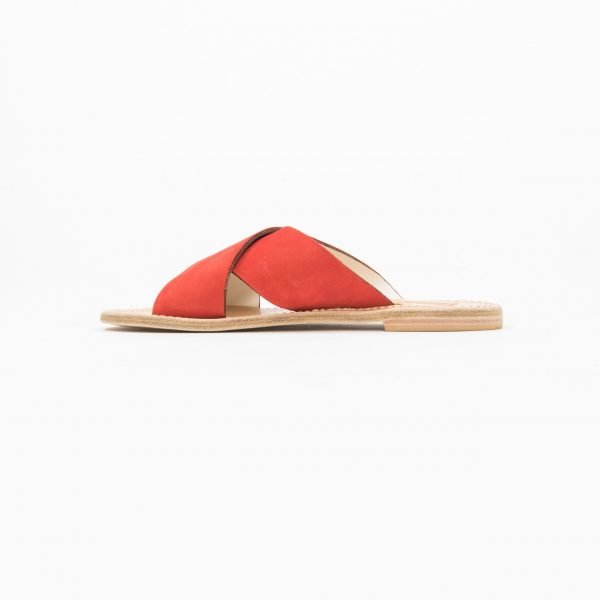 Sandali nabuk rosso cuoio lavato