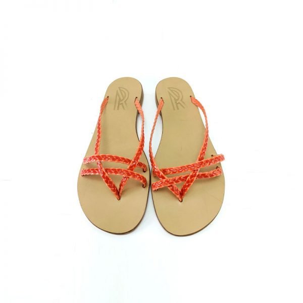 Sandali infradito treccine corallo