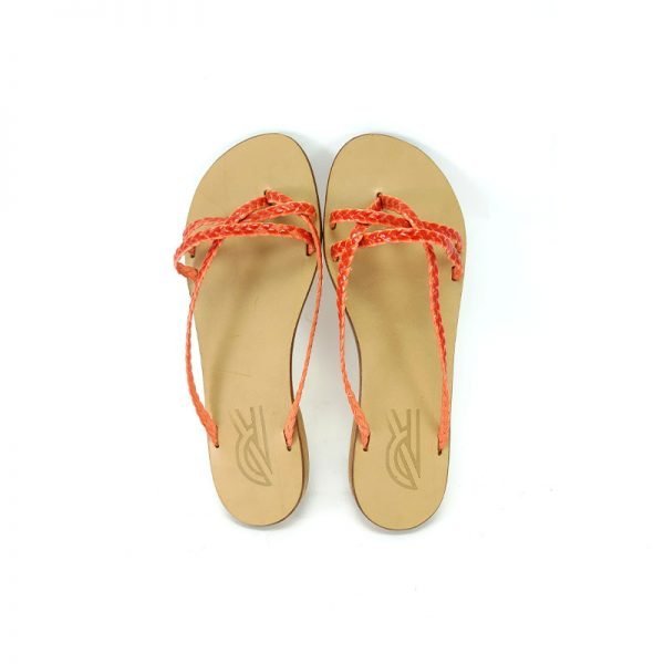 Sandali infradito treccine corallo