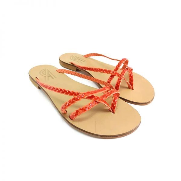 Sandali infradito treccine corallo