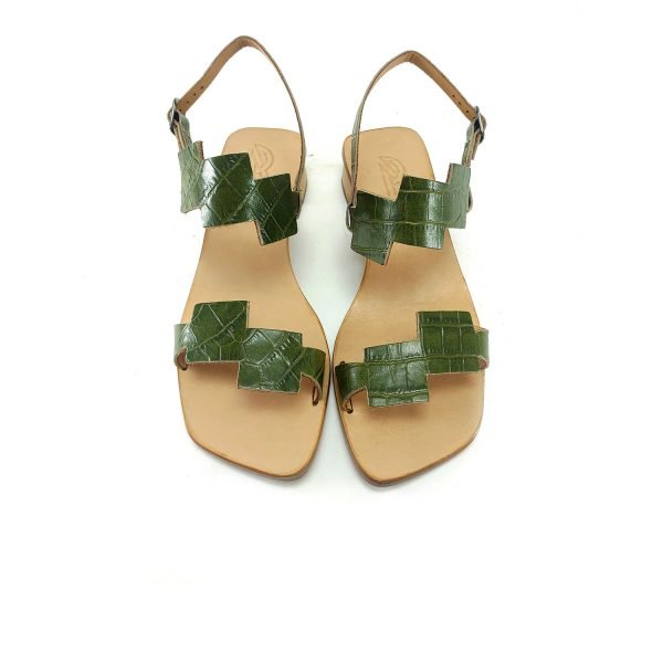 Sandali fibbia pitonati con tacco