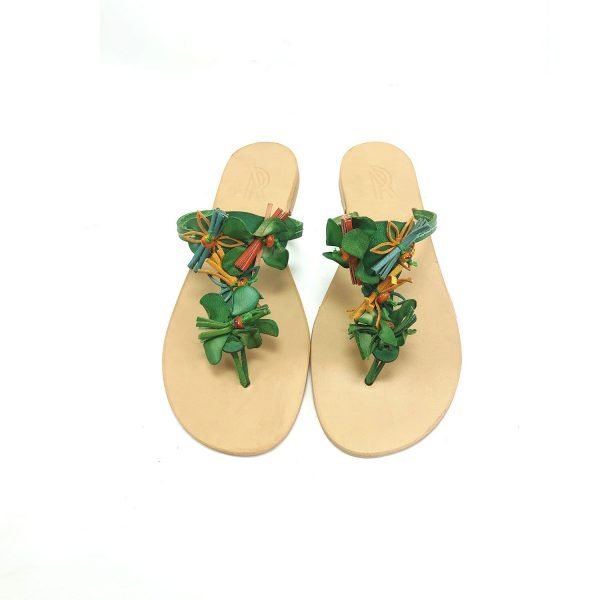 Sandali infradito con perline e cuciture