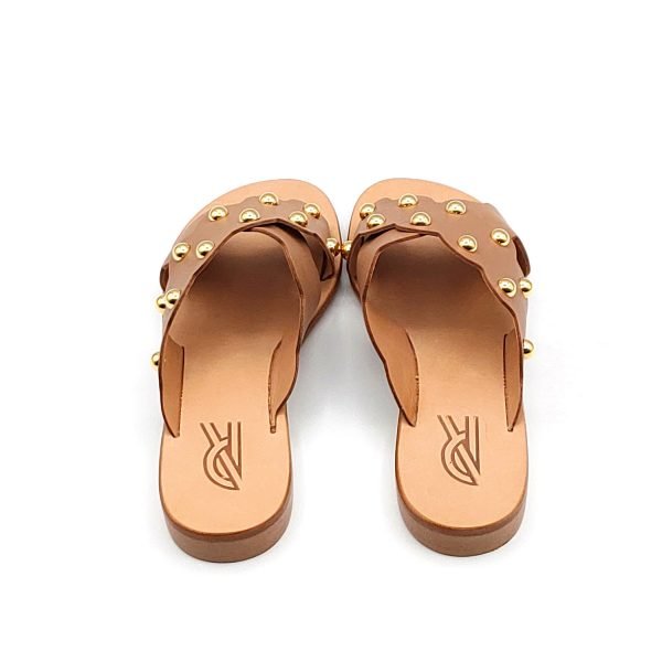 Sandali ciabatta incrocio borchie