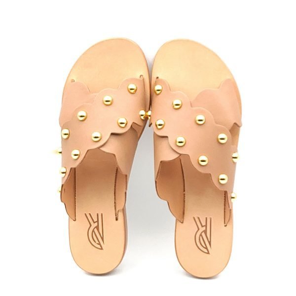 Sandali ciabatta incrocio borchie