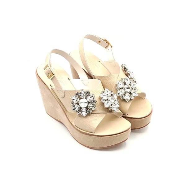 Sandali fascia incrocio zeppa