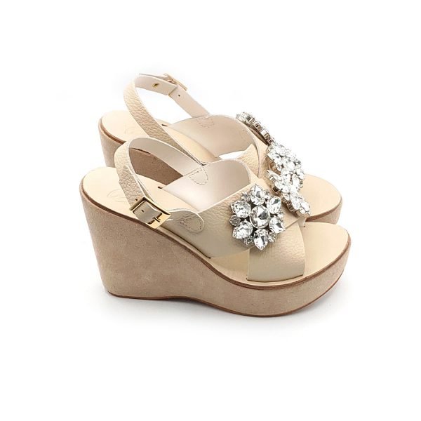 Sandali fascia incrocio zeppa