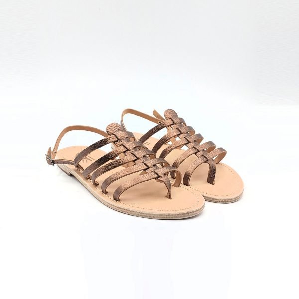 Sandali  infradito bassi fasce laminate