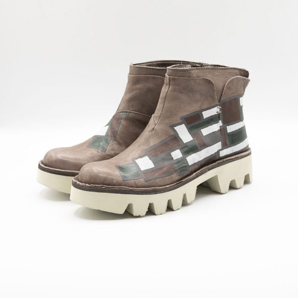 Mezzo tronchetto con zeppa Talco Mondrian